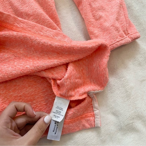 J. Crew Terry Neon Coral/Pink Terry 
 Quarter Sleeve Tee/Sweatshirt - Picture 4 of 4